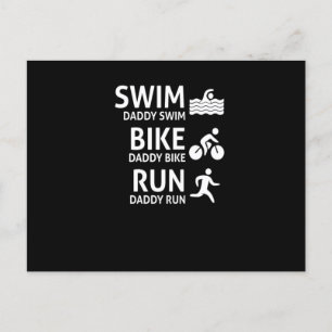 Simma Cykla Spring Pappa - Rolig Triathlon Pappa T Meddelande Vykort