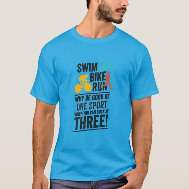 Simma, cykla, spring - triathlon t shirt (Framsida)