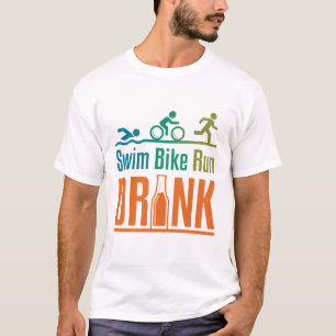 Simma Cykla Springa Dricka Rolig Triathlon Drickan T Shirt