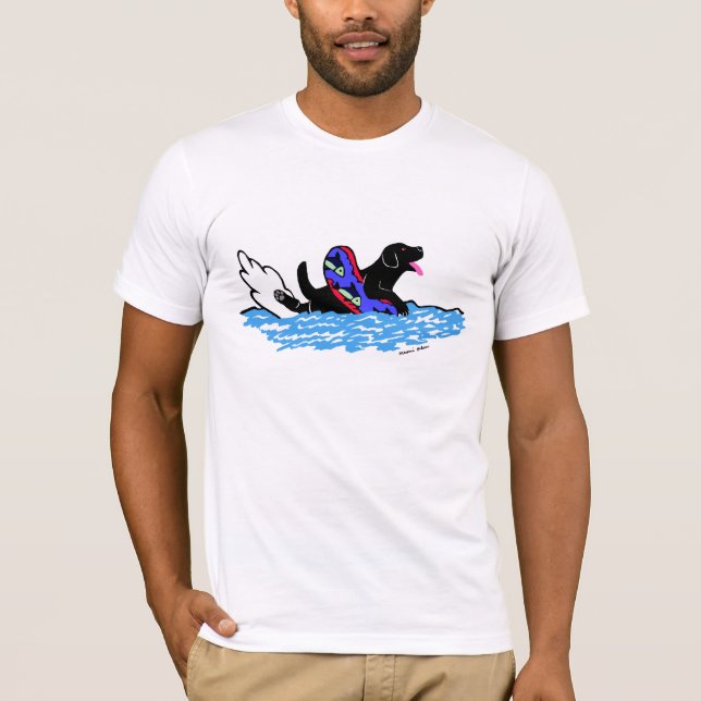 Simma den svart Labrador tecknaden T-shirt (Framsida)