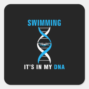 Simma dess i min DNA-funny SwimerSwim Coola Kärlek Fyrkantigt Klistermärke