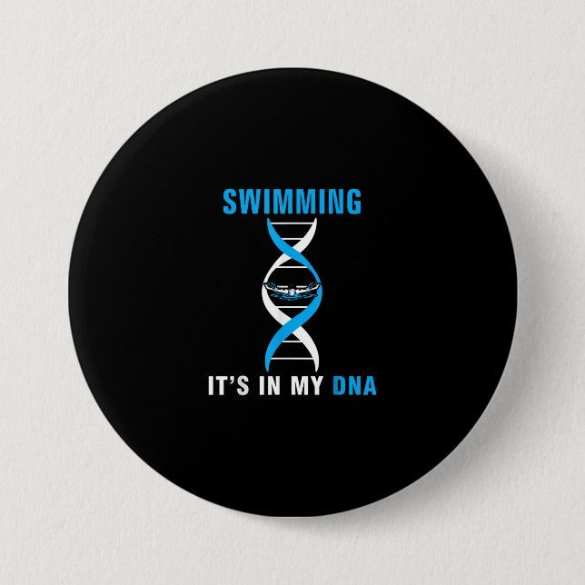 Simma dess i min DNA-funny SwimerSwim Coola Kärlek Knapp (Framsida)