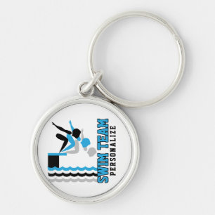 Simma Dive Team - Baby blue - Boy Rund Silverfärgad Nyckelring