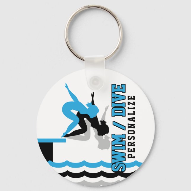 Simma Dive Team - Baby Blueand Black Nyckelring (Framsida)
