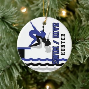 Simma Dive Team - Mörk blått och svart Julgransprydnad Keramik