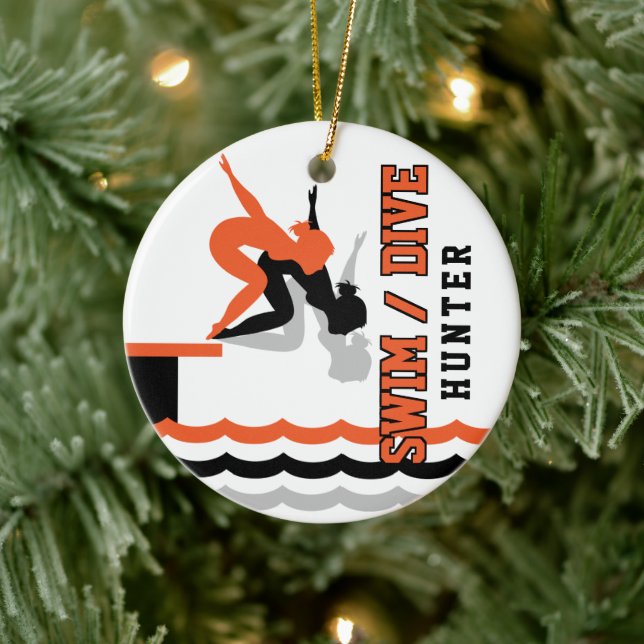 Simma Dive Team - Orange och svart Julgransprydnad Keramik (Träd)