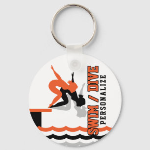 Simma Dive Team - Orange och svart Nyckelring