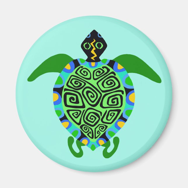 Simma Djup - Sea TURTLE - Djurälskare - turkos Magnet (Framsidan)