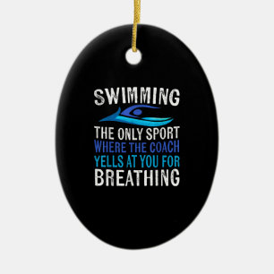 Simma endast sport där coachschwimmer ger julgransprydnad keramik