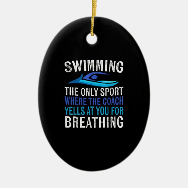 Simma endast sport där coachschwimmer ger julgransprydnad keramik (Framsidan)
