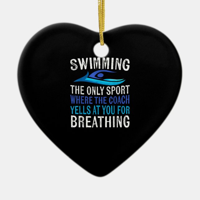 Simma endast sport där coachschwimmer ger julgransprydnad keramik (Framsidan)
