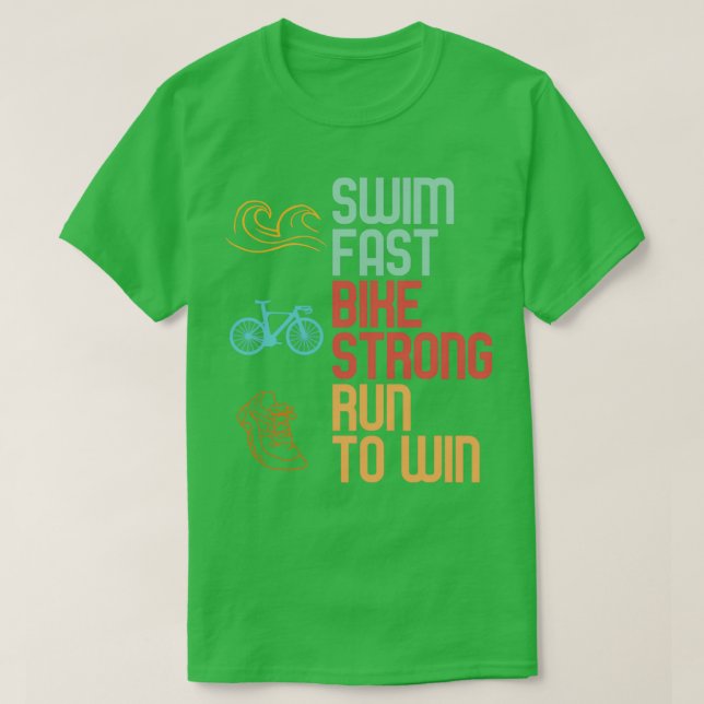 Simma Fast Bike Strong Springa to Win Triathlete I T Shirt (Design framsida)