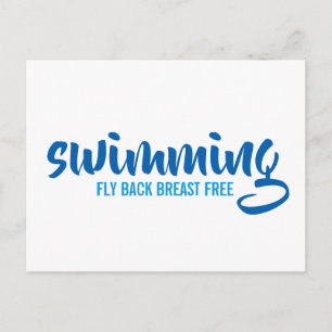 Simma fly Back Breast Free Typografisk text Vykort