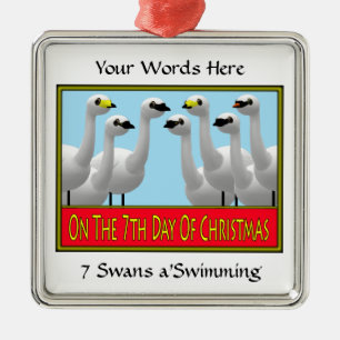 Simma för 7 svanar julgransprydnad metall