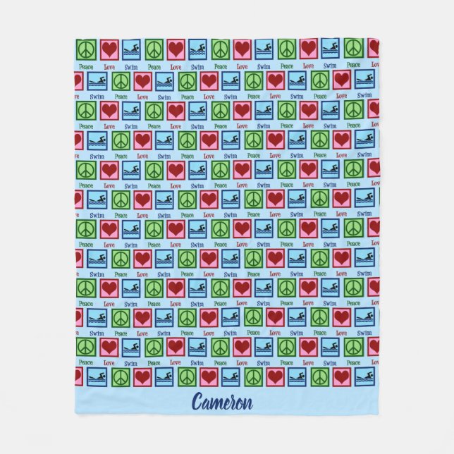 Simma för Anpassningsbar för Swimming i Kärlek Fleecefilt (Framsidan)