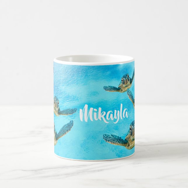 Simma för babyhavssköldpaddor kaffemugg (Center)
