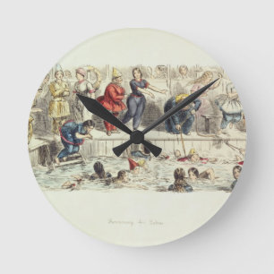Simma för damer, 1844 (lithoen) rund klocka