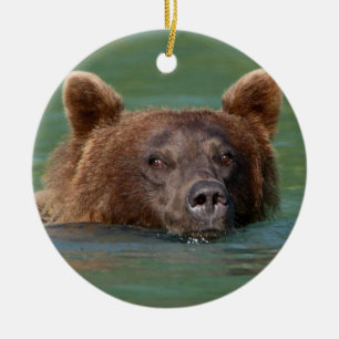 simma för grizzlybjörn julgransprydnad keramik