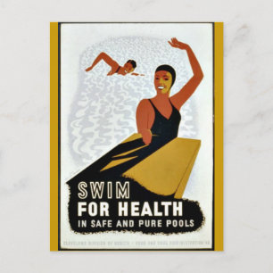 Simma för hälsa - Vintage WPA-affisch Vykort