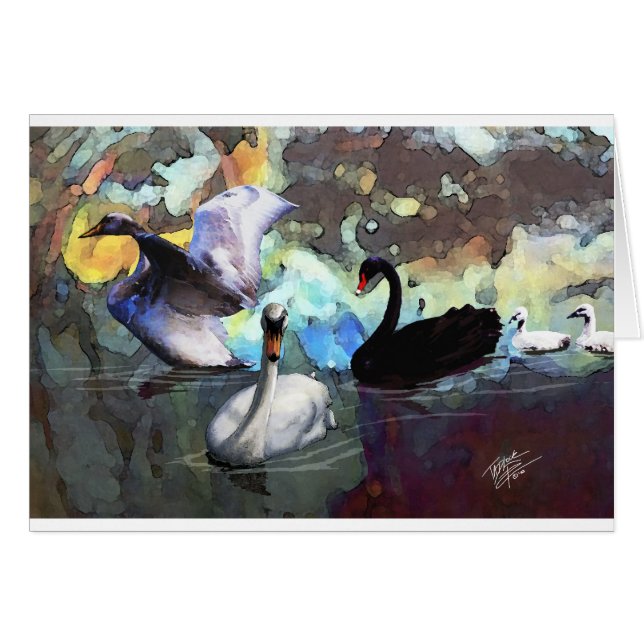 Simma för svanar hälsningskort (Framsidan Horizontal)
