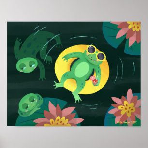 Simma Groda Gult Solglasögon Poster