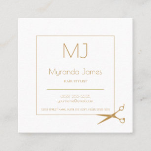Simma hairstylist Modern Guld Haircut Shears Fyrkantigt Visitkort