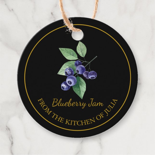 Simma Homemade Blueberry Sylt Hopp Märkre l Black Gåvor Etiketter (Framsida)