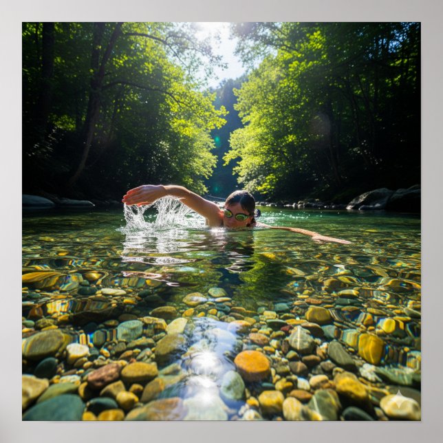 Simma i en Clear Stream Poster (Framsidan)