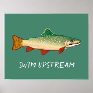 Simma illustration av fiskkonsten i uppströms regn poster