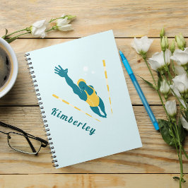Simma Illustration Swimming-anpassade namnportar Anteckningsbok