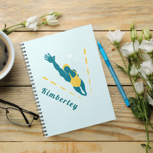 Simma Illustration Swimming-anpassade namnportar Anteckningsbok