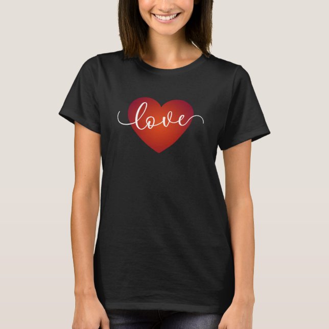 Simma Kärlek Calligraphy Valentine | T-Shirt (Framsida)