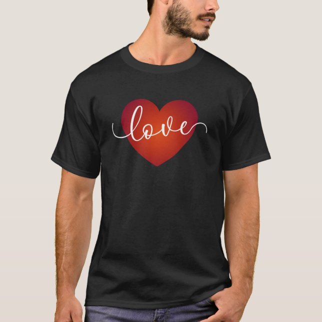 Simma Kärlek Calligraphy Valentine | T-Shirt (Framsida)