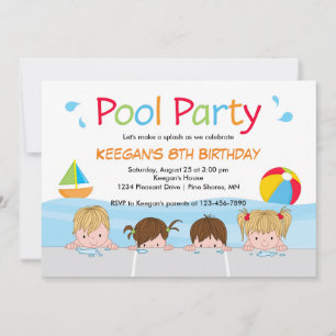 Simma Kids Bassäng Birthday InvestigVersion 1 Inbjudningar