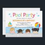 Simma Kids Bassäng Birthday InvestigVersion 2 Inbjudningar<br><div class="desc">Anpassa den söta bassäng-festinbjudan med flickor och pojkar i ett simmande bassäng. Denna konstruktion omfattar även en leksak-segelbåt och strand boll ...  underbar för ett barns födelsedag. Copyright © Bjud in uttryck</div>