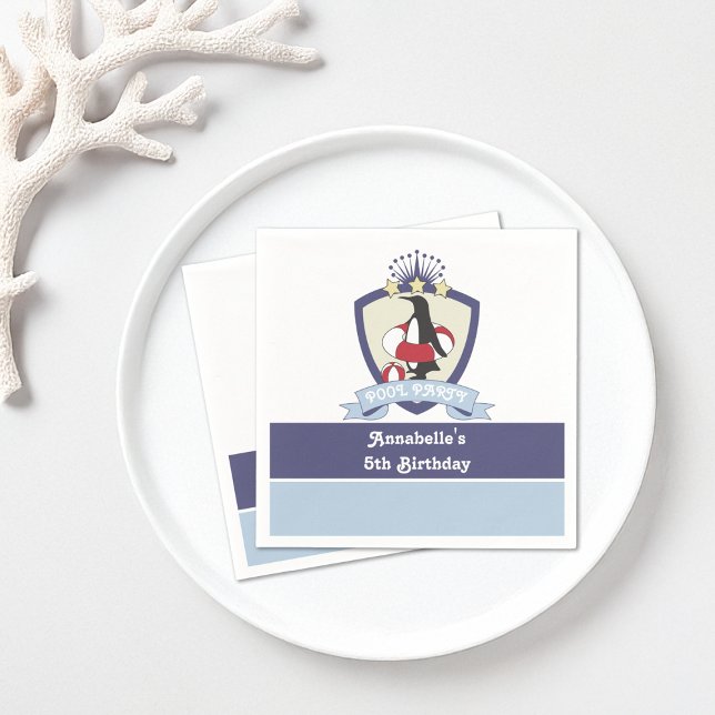 Simma Klubb Vapensköld Penguin Kids Bassäng Födels Pappersservett (Skapare uppladdad)