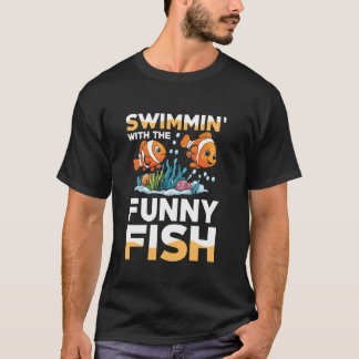 Simma Med De Roliga Fiskarna Clownfisk för en Vatt T Shirt