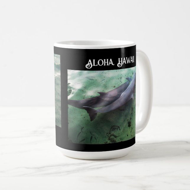 Simma med delfiner Hawaii Äventyr Unisex Kaffemugg (Framsida höger)