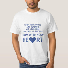 Simma med motivational text för hjärta tee shirt