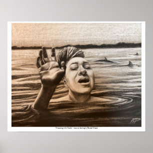 Simma med Sharks, teckning av Rachel Dolezal Poster