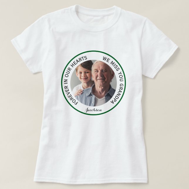 Simma morfar för alltid i vårt hjärteminne t shirt (Design framsida)
