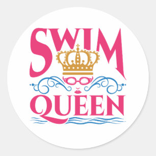 Simma Queen Swimming Swimmer Women Girls Runt Klistermärke