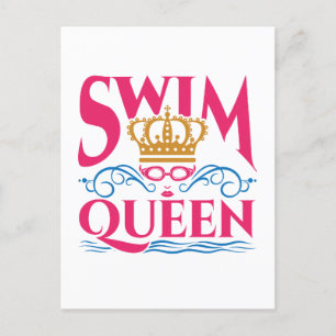 Simma Queen Swimming Swimmer Women Girls Vykort