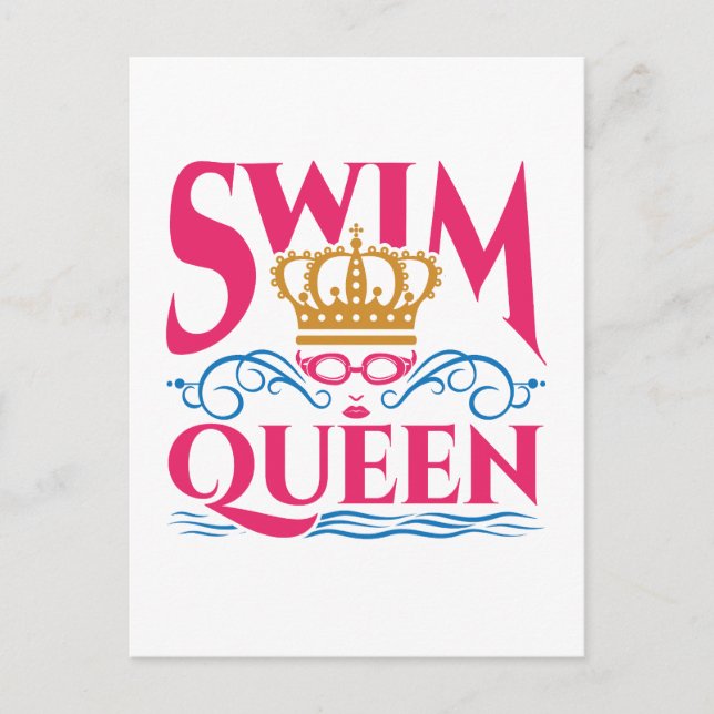 Simma Queen Swimming Swimmer Women Girls Vykort (Framsida)