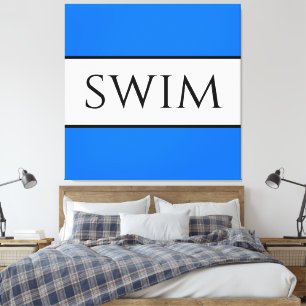 SIMMA Roligt Sporty Bright Blue White Summer Rand Canvastryck