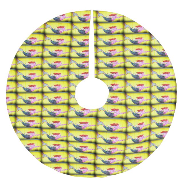 simma rosa mosaic sjöjungfruar mönster julgransmatta borstad polyester (Framsidan)