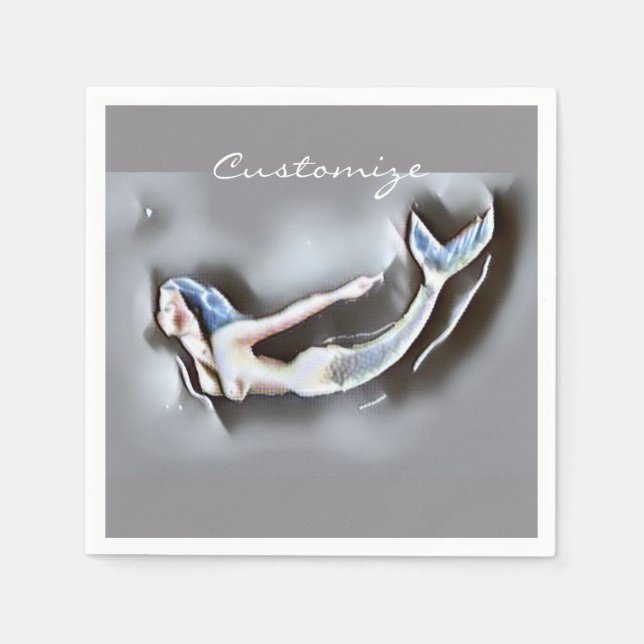 Simma Sjöjungfru Thunder_Cove Grått Pappersservett (Framsidan)