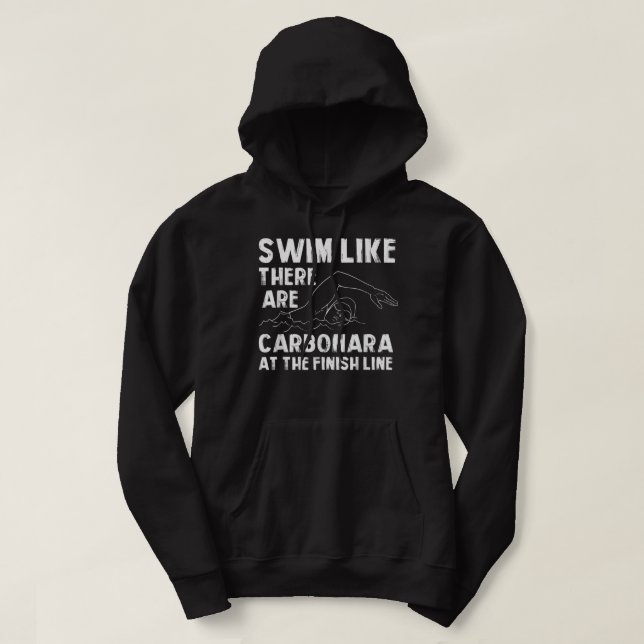 Simma som Carbonara Funny Swimming Humor S Hoodie (Design framsida)