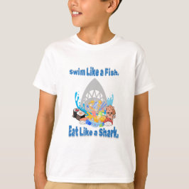 Simma som en fisk, ät som en haj. Swimming Funny T Shirt