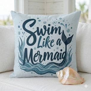Simma som en Havsjungfru Whimsisk Ocean Citat Kons Kudde